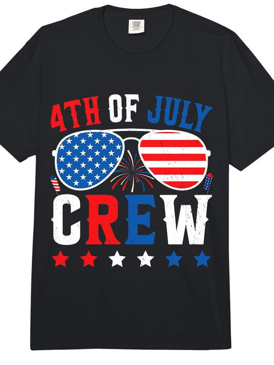 4th of July Crew Matching American Family Independence Day Comfort Colors Adult Heavyweight T-Shirt Presidents' Day 180gsm Cotton Round Neck Short Sleeve Men Casual T-Shirt