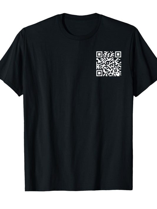 (2 Sides) Funny QR He's Back President Trump Code Saying T-Shirt Presidents' Day 180gsm Cotton Round Neck Short Sleeve Men Casual T-Shirt