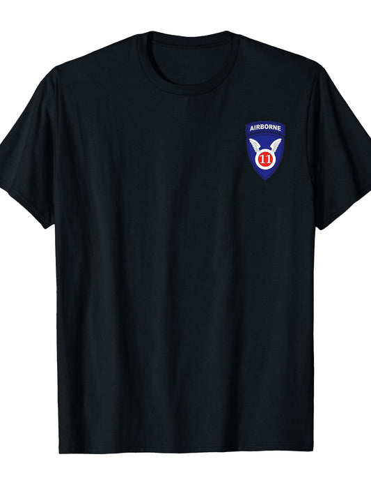 11th Airborne Division Veteran Small Logo Paratrooper T-Shirt Presidents' Day 180gsm Cotton Round Neck Short Sleeve Men Casual T-Shirt